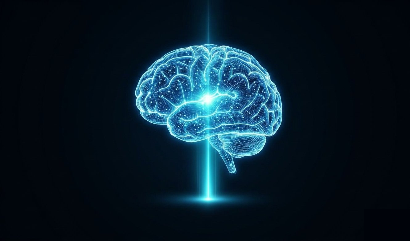 A glowing brain lit from within